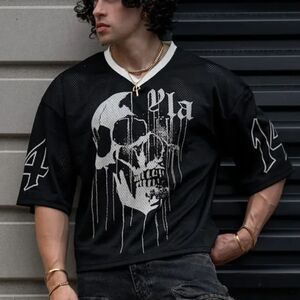 YoungLA Black Jersey with White Skull Design